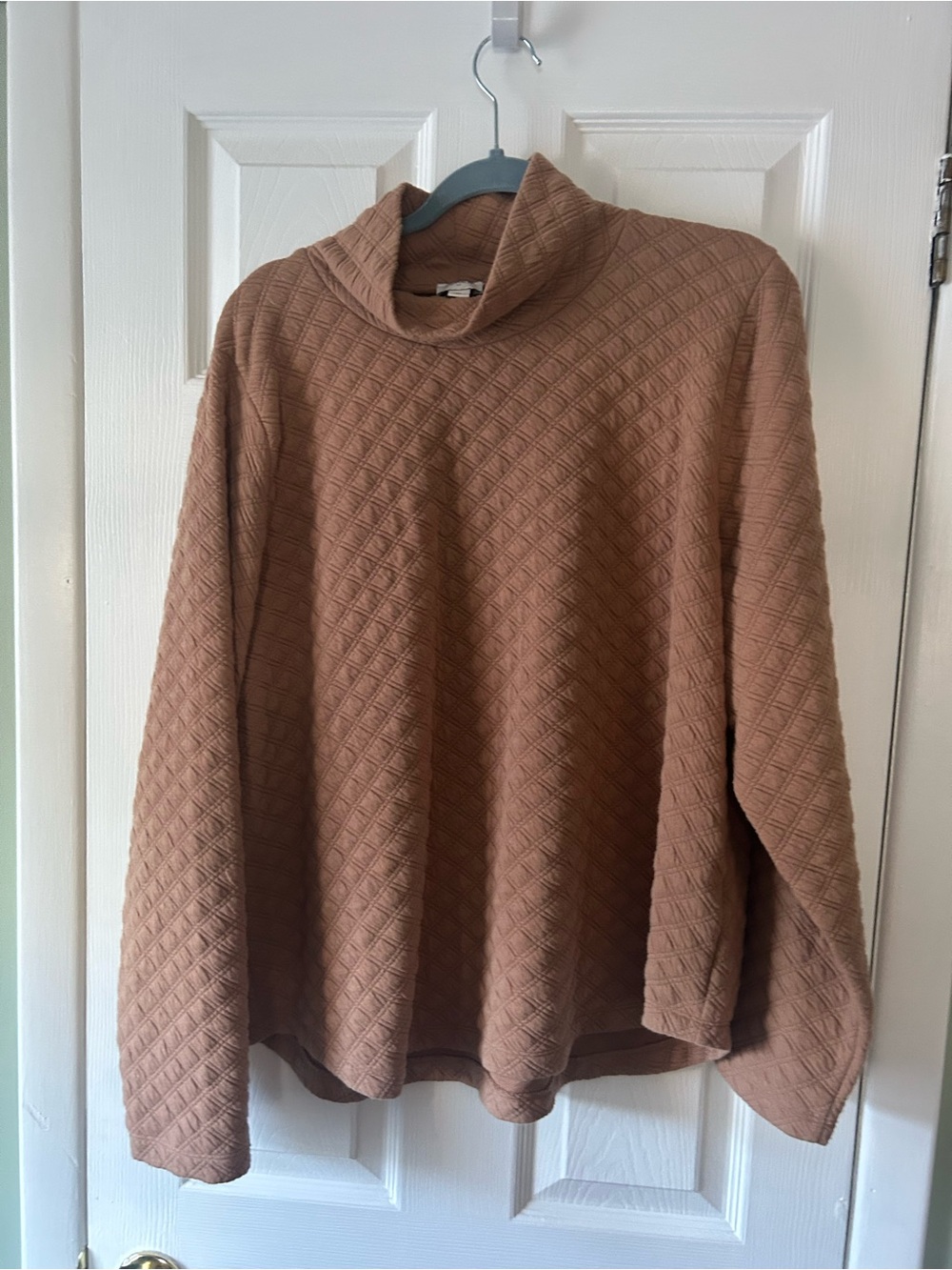 Quilted Camel mock neck sweater